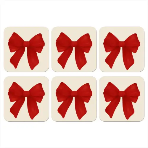 Strik - Symmetrisch - Rood - Lint onderzetter kurk middel -3d