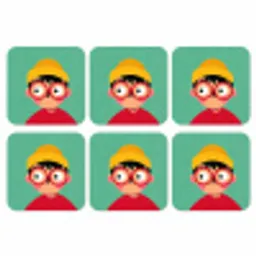 Jongen - Cartoon - Bril - Muts onderzetter kurk middel -3d