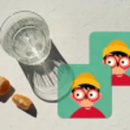 Jongen - Cartoon - Bril - Muts onderzetter kurk middel -sfeer4