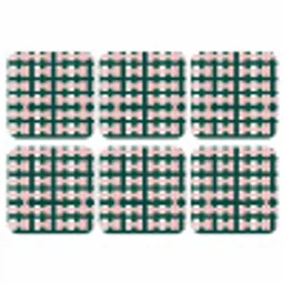 Vlechtpatroon - Groen - Roze - Grafisch onderzetter kurk middel 366 -3d