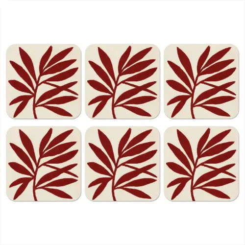 Tak - Bladeren - Rood onderzetter kurk middel -3d