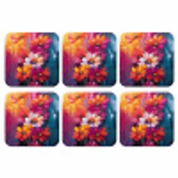 Felle bloemen - Dynamisch - Levendig onderzetter kurk middel -3d