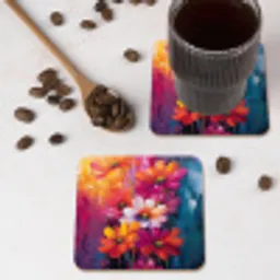 Felle bloemen - Dynamisch - Levendig onderzetter kurk middel -sfeer2