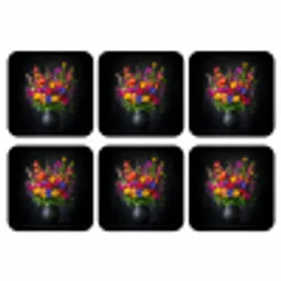 Felgekleurd - Bloemen - Vaas onderzetter kurk middel -3d