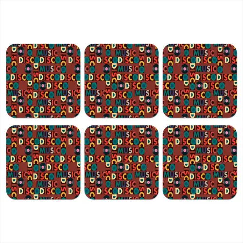 Bruin - Retro - Disco - Patroon onderzetter kurk middel 366 -3d