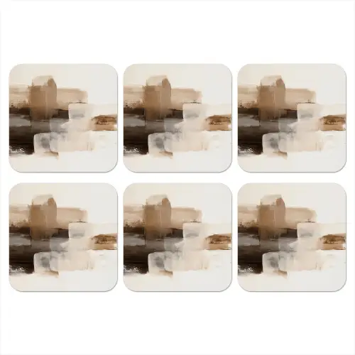 Penseelstreken - Abstract landschap - Rust onderzetter kurk middel -3d