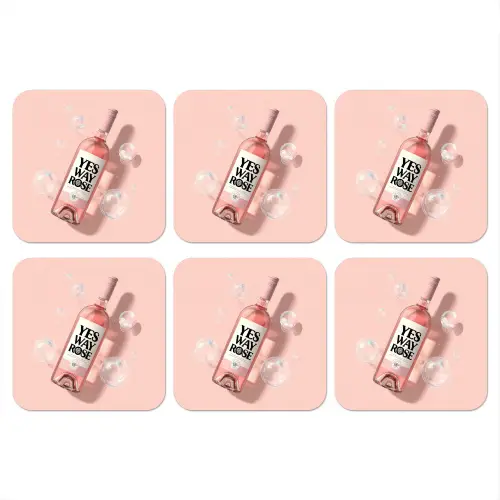 Bubbels - Rosé - Roze onderzetter kurk middel -3d