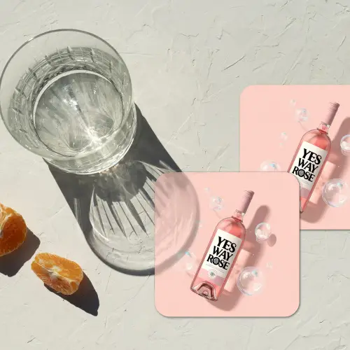 Bubbels - Rosé - Roze onderzetter kurk middel -sfeer4
