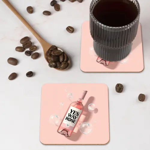 Bubbels - Rosé - Roze onderzetter kurk middel -sfeer2
