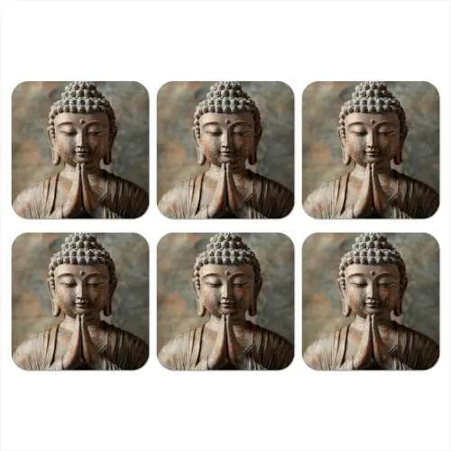 Boedha - Beeld - Bruin - Rust onderzetter kurk middel -3d