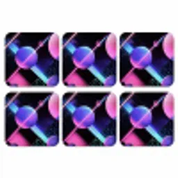 Bollen - Neon - Lijnen - Roze onderzetter kurk middel -3d
