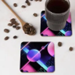 Bollen - Neon - Lijnen - Roze onderzetter kurk middel -sfeer2