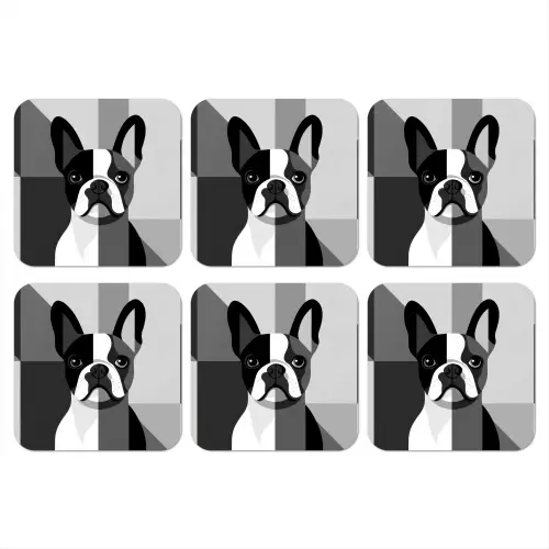 Buldog - Zwart - Abstract - Vlakken onderzetter kurk middel -3d