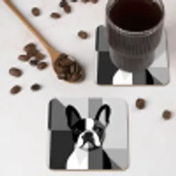 Buldog - Zwart - Abstract - Vlakken onderzetter kurk middel -sfeer2