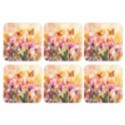 Vlinders - Oranje - Bloemen onderzetter kurk middel -3d