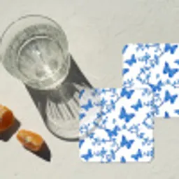 Vlinder - Bloemen - Blauw onderzetter kurk middel 366 -sfeer4