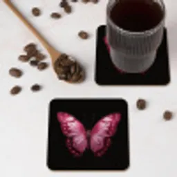 Vlinder - Fuchsia - Grafisch onderzetter kurk middel -sfeer2