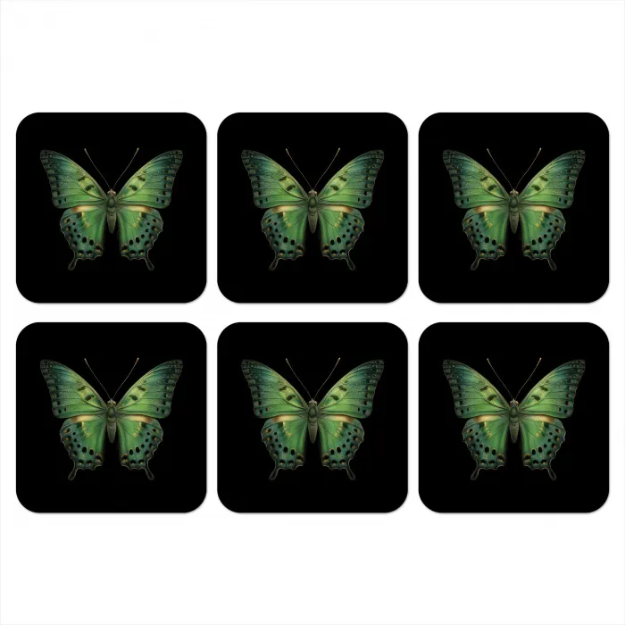 Vlinder - Groen - Diepte onderzetter kurk middel -3d