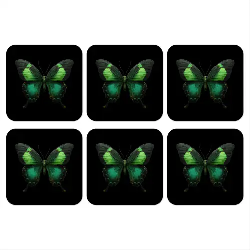 Vlinder - Groen - Opvallend onderzetter kurk middel -3d