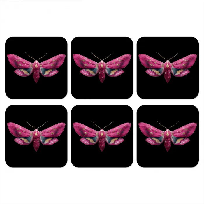 Vlinder - Roze - Nachtvlinder onderzetter kurk middel -3d