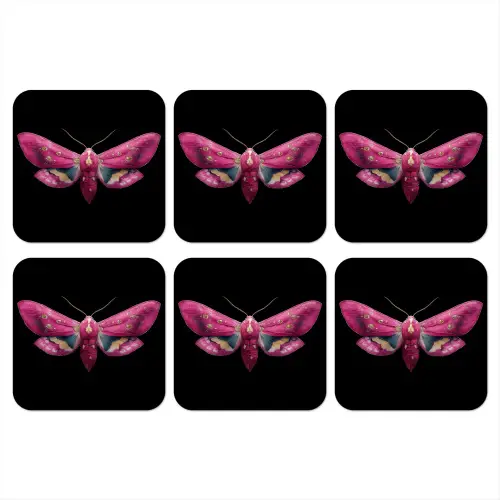 Vlinder - Roze - Nachtvlinder onderzetter kurk middel -3d