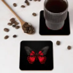 Vlinder - Rood - Contrast onderzetter kurk middel -sfeer2