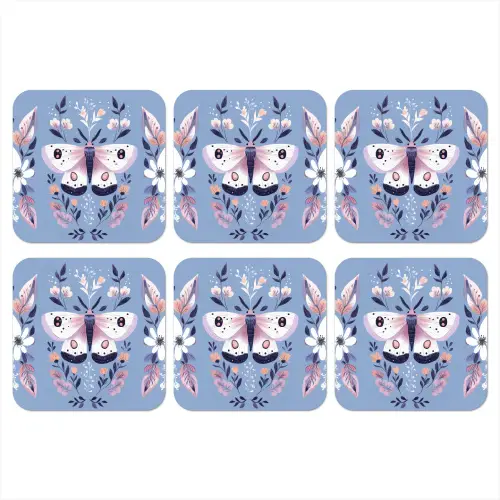 Vlinder - Vleugels - Stippen - Bloemen onderzetter kurk middel -3d