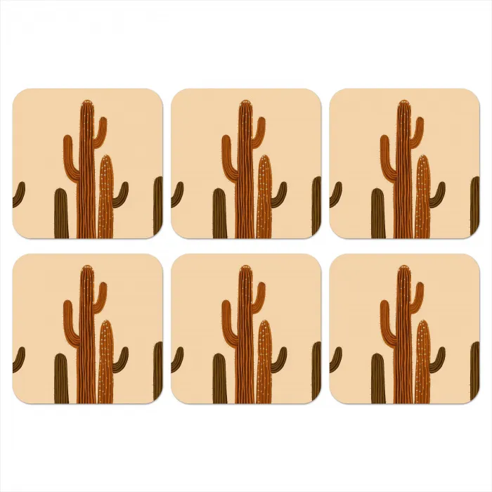 Cactus - Woestijn - Zand - Bruin onderzetter kurk middel -3d