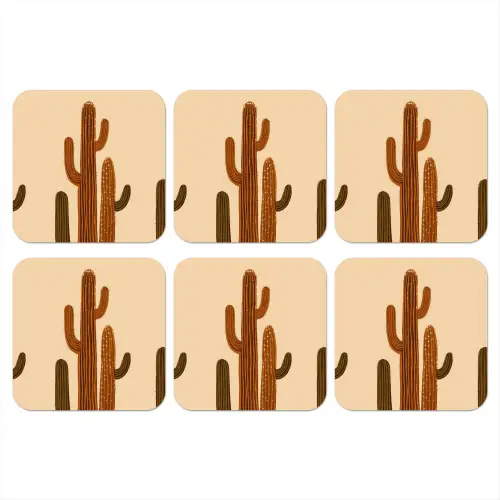 Cactus - Woestijn - Zand - Bruin onderzetter kurk middel -3d