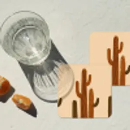 Cactus - Woestijn - Zand - Bruin onderzetter kurk middel -sfeer4