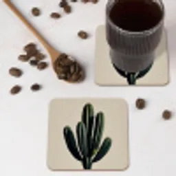 Cactus - Subtiel - Groen onderzetter kurk middel -sfeer2
