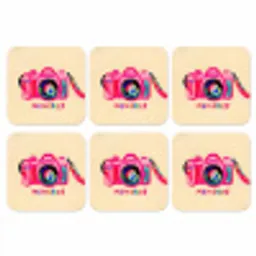 Camera - Memories - Roze - Geschilderd onderzetter kurk middel -3d