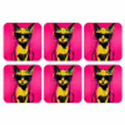 Kat - Art - Zonnebril - Roze onderzetter kurk middel -3d