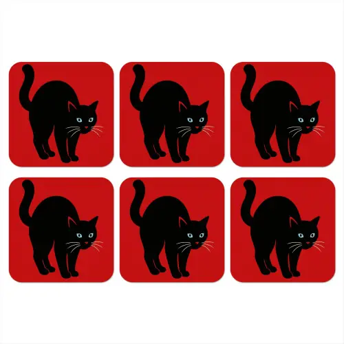 Kat - Zwart - Staart onderzetter kurk middel -3d