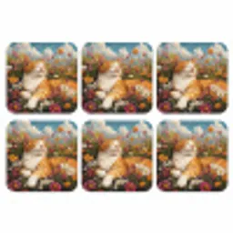 Kat - Bloemen - Ontspannen onderzetter kurk middel -3d
