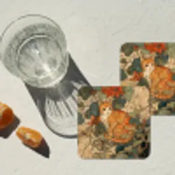 Kat - Sierlijk - Bloemen onderzetter kurk middel -sfeer4