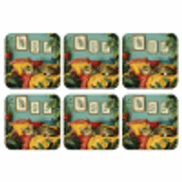 Kat - Planten - Groen onderzetter kurk middel -3d