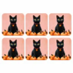 Kat - Pompoen - Roze onderzetter kurk middel -3d
