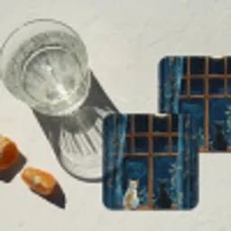 Kat - Sterrenhemel - Blauw onderzetter kurk middel -sfeer4