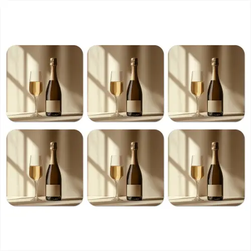 Champagne - Beige - Schaduw - Bubbels onderzetter kurk middel -3d