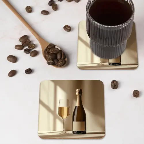 Champagne - Beige - Schaduw - Bubbels onderzetter kurk middel -sfeer2