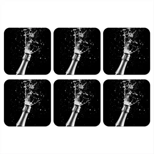 Champagne - Zwart - Spetters - Popping onderzetter kurk middel -3d