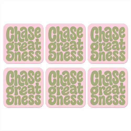 Chase greatness - Groen - Roze - Retro onderzetter kurk middel -3d