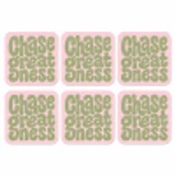 Chase greatness - Groen - Roze - Retro onderzetter kurk middel -3d