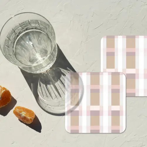 Ruitpatroon - Aardetinten - Minimalistisch onderzetter kurk middel 366 -sfeer4