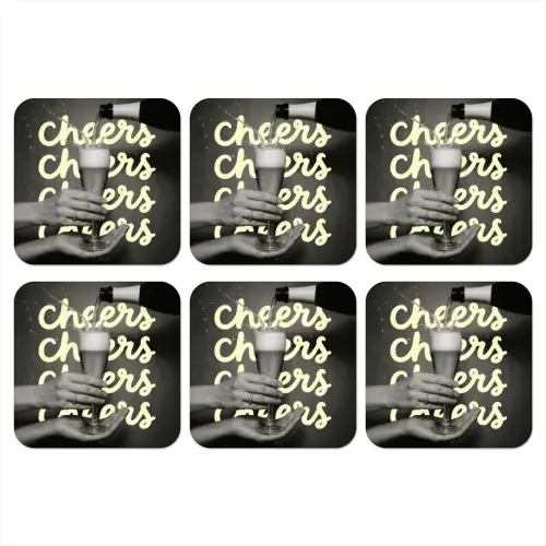 Cheers - Wijn - Zwart - Wit onderzetter kurk middel -3d
