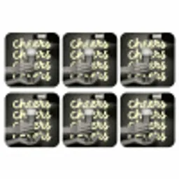 Cheers - Wijn - Zwart - Wit onderzetter kurk middel -3d