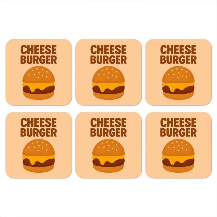 Cheeseburger - Minimalistisch - Geel onderzetter kurk middel -3d
