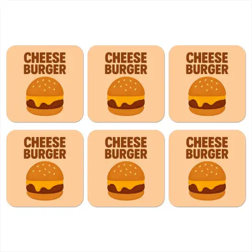 Cheeseburger - Minimalistisch - Geel onderzetter kurk middel -3d