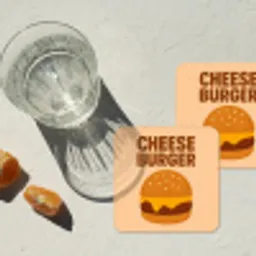 Cheeseburger - Minimalistisch - Geel onderzetter kurk middel -sfeer4